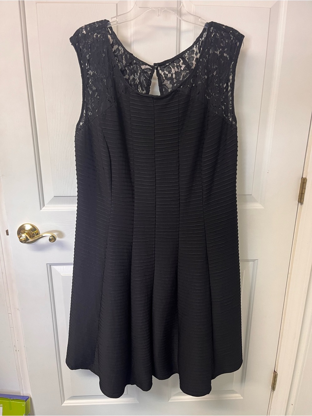 Gabby Skye Black Lace Yoke A-Line Dress